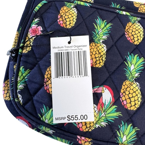 Vera Bradley Medium Travel Organizer Hanging Toiletry Bag Toucan Party Navy NEW - Picture 6 of 11
